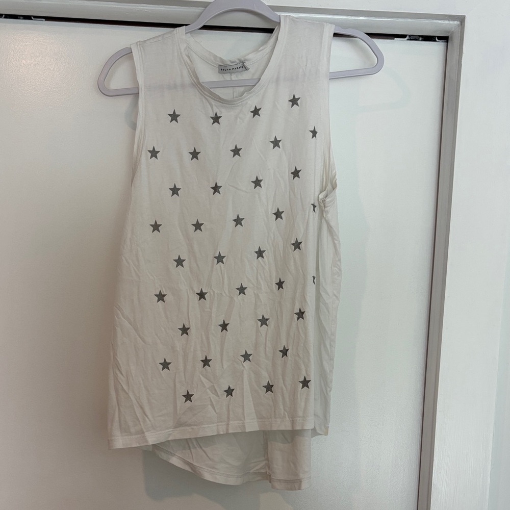 Starry Sleeveless White Muscle Tee